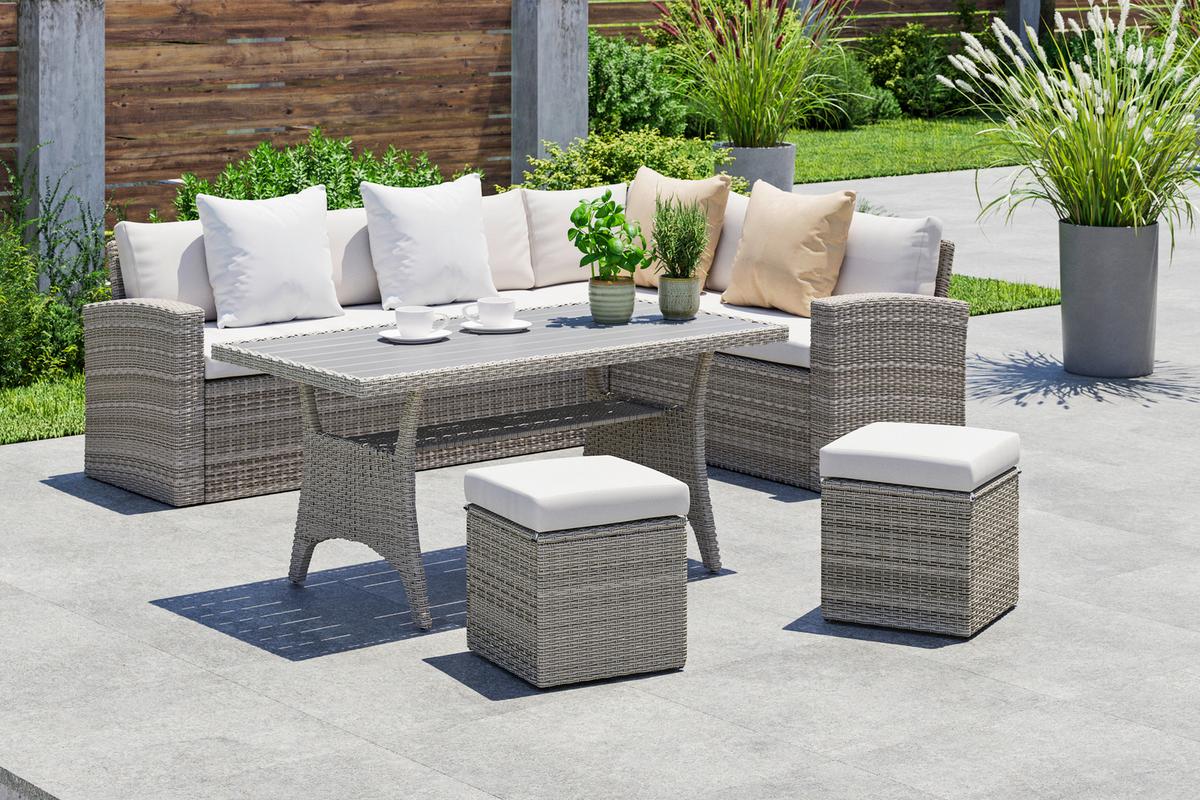 Lounge Garnitura Alex, Siva, 5-Delno - siva, Moderno, umetna masa/tekstil (179/73/68cm)