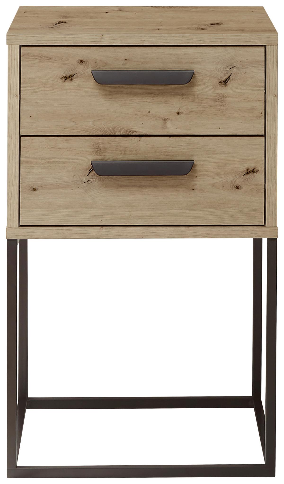 SZAFKA NOCNA SUNA - czarny/dąb artisan, Modern, materiał drewnopochodny/tworzywo sztuczne (40/65/38,5cm) - Livetastic
