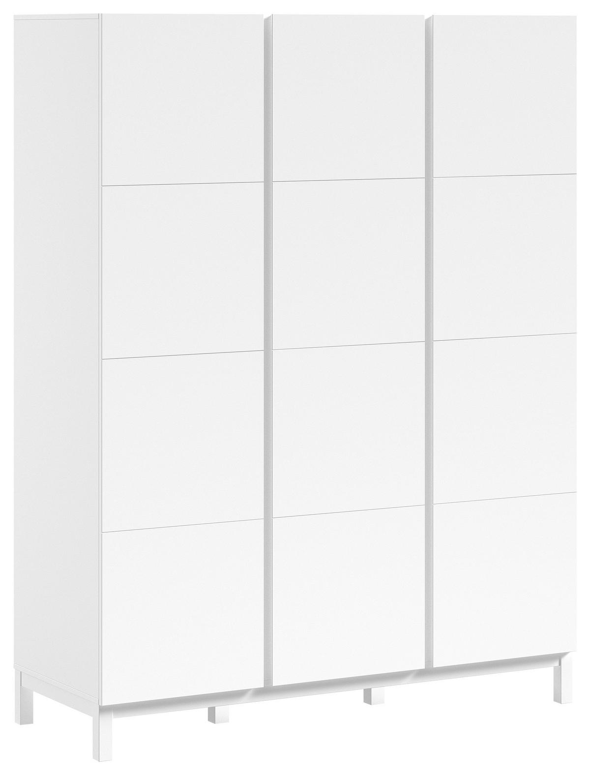 Einzelzimmer EVA Weiß, Bett Kleiderschrank, Nachttisch - Weiß, MODERN, Holz/Holzwerkstoff - Vipack