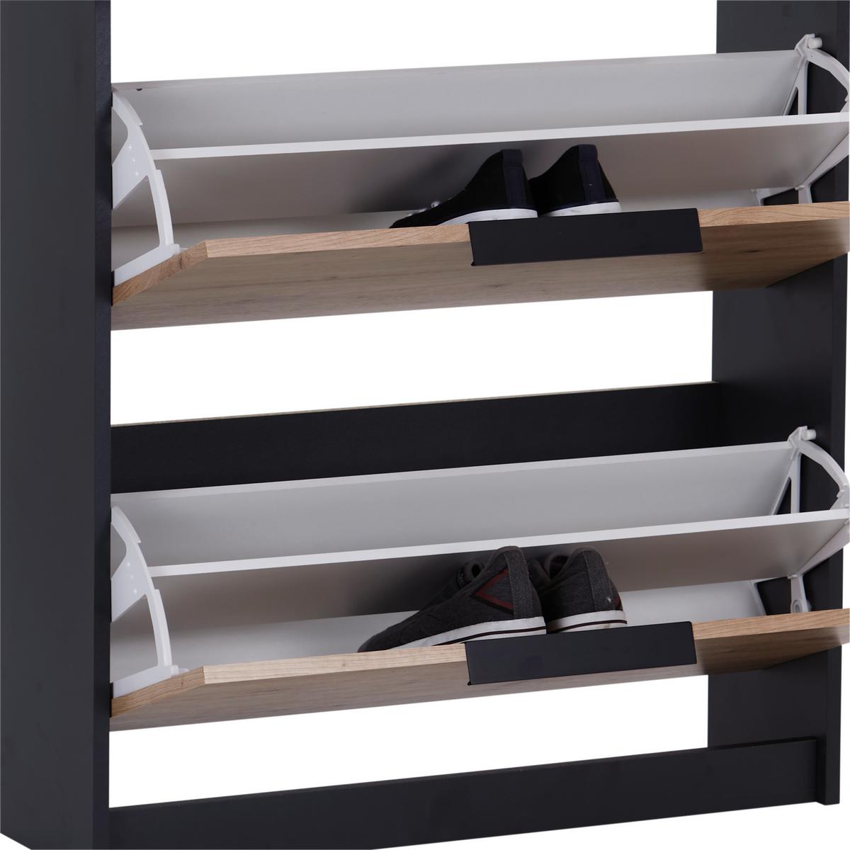 Omara Z Loputami Za Čevlje Anna 02, Antracit, Hrast - črna/barve hrasta, Moderno, kovina/leseni material (79/103,4/25cm) - Mömax