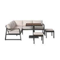 LOUNGEGARNITUR LINA - Beige/Schwarz, Modern, Kunststoff/Textil