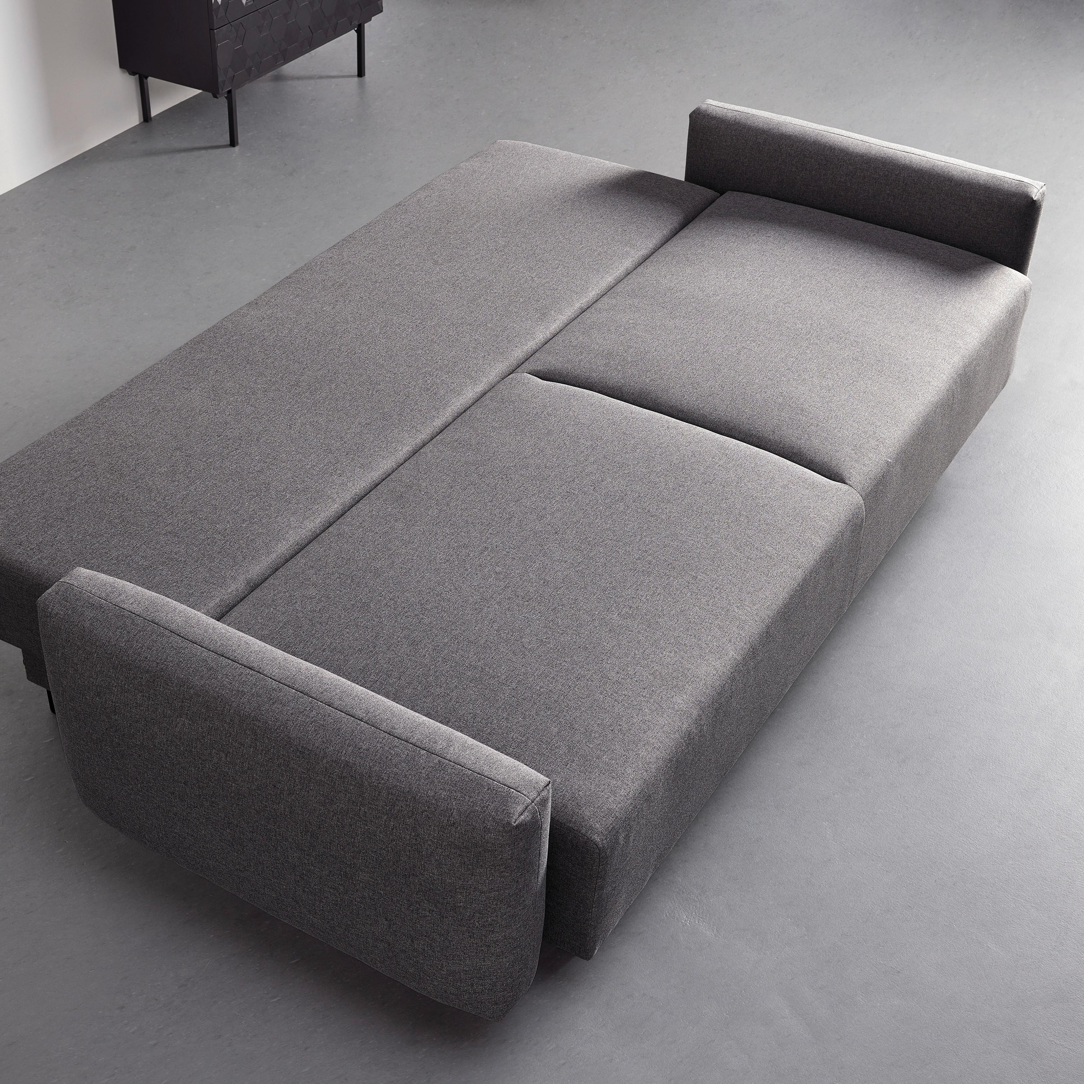 Sofa mit Schlaffunktion dunkelgrau, "Luisa", Federkern - Dunkelgrau/Schwarz, Holz/Textil (242/95/95cm) - Bessagi Home