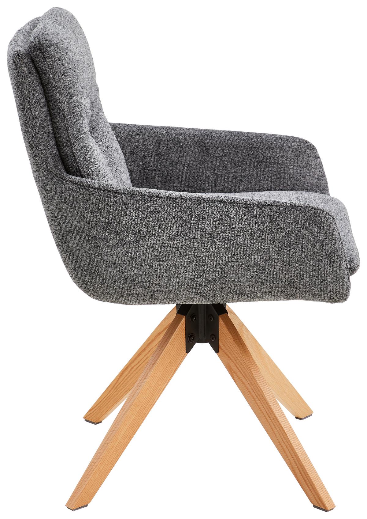 KRZESŁO Z PODŁOKIETNIKAMI SLIDE - kolor dębowy/szary, Modern, metal/drewno (59/91/65cm) - Livetastic