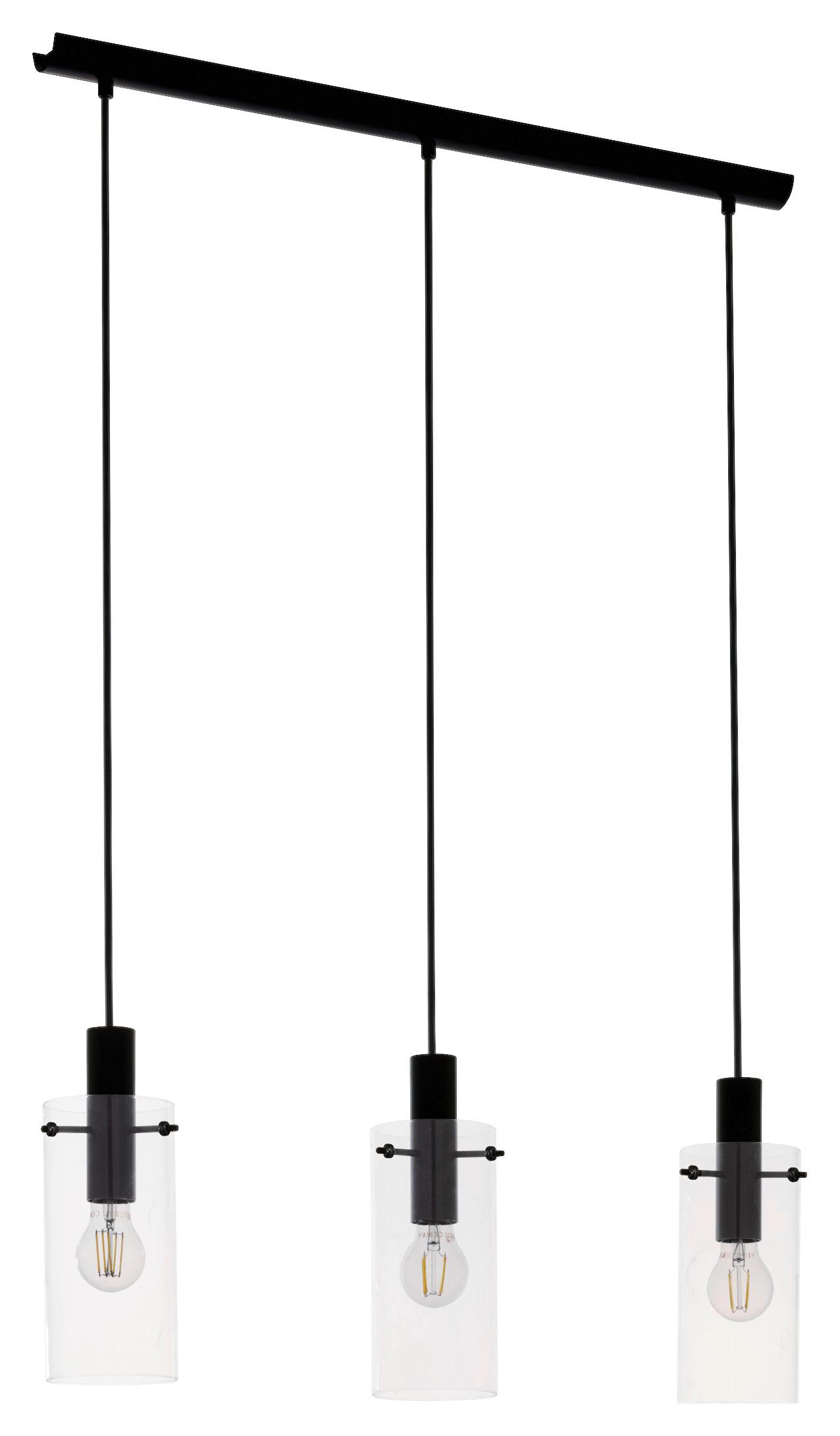 Hängeleuchte Montefino in Schwarz max. 60 Watt - Klar/Schwarz, MODERN, Glas/Metall (73/11/110cm)