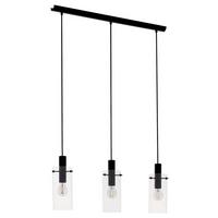 Hängeleuchte Montefino in Schwarz max. 60 Watt - Klar/Schwarz, MODERN, Glas/Metall (73/11/110cm)