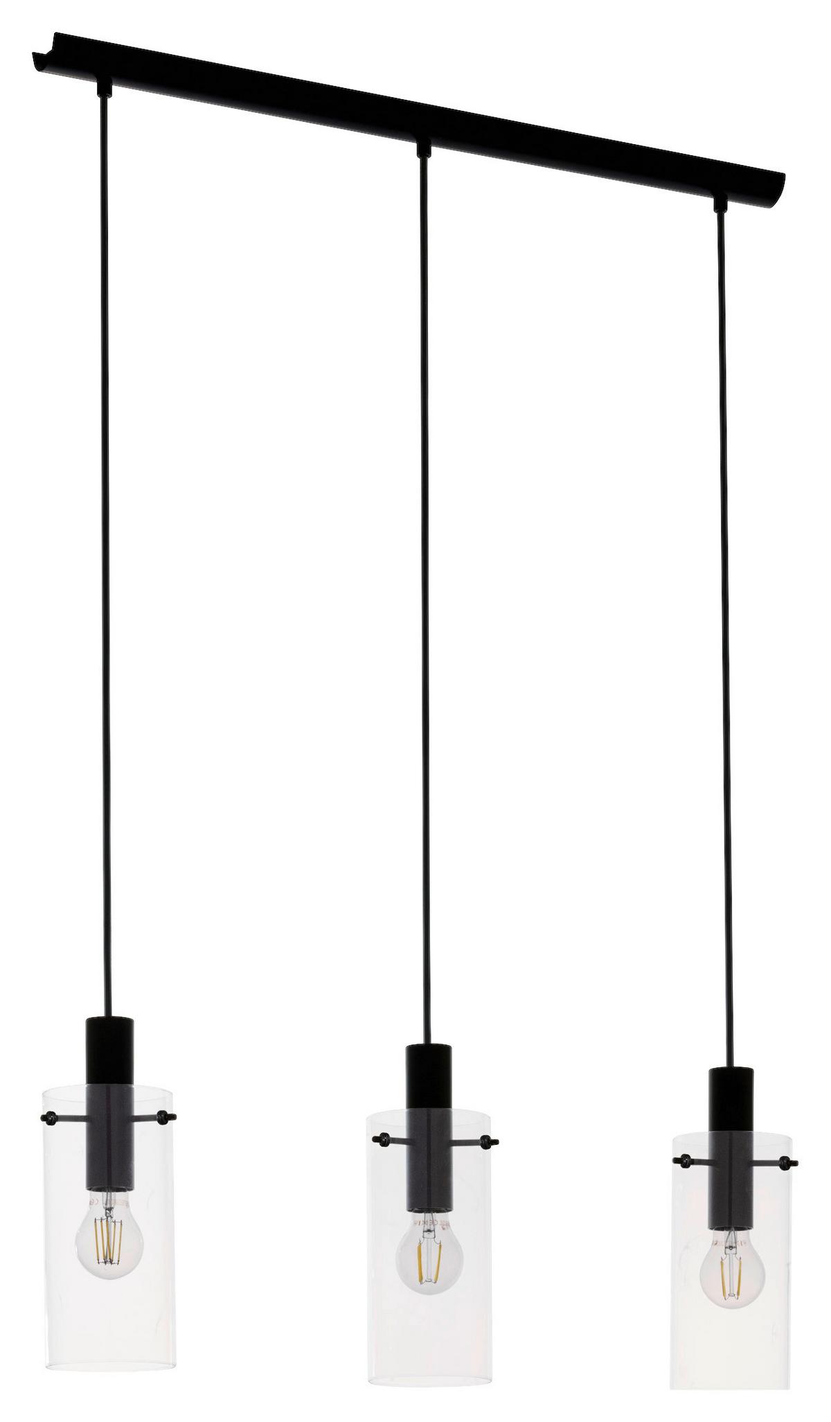 Hängeleuchte Montefino in Schwarz max. 60 Watt - Klar/Schwarz, MODERN, Glas/Metall (73/11/110cm)