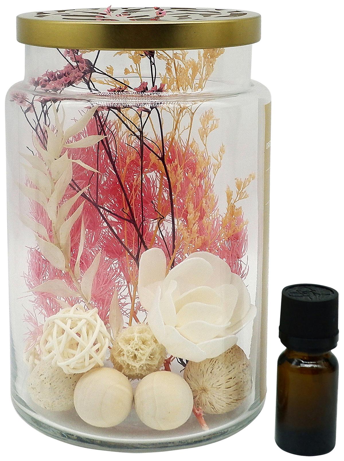 Potpourri Üvegben Fiore - pink/rózsaszín, Romantik / Landhaus, Üveg/természetes anyagok (11,3/17,5cm) - Modern Living