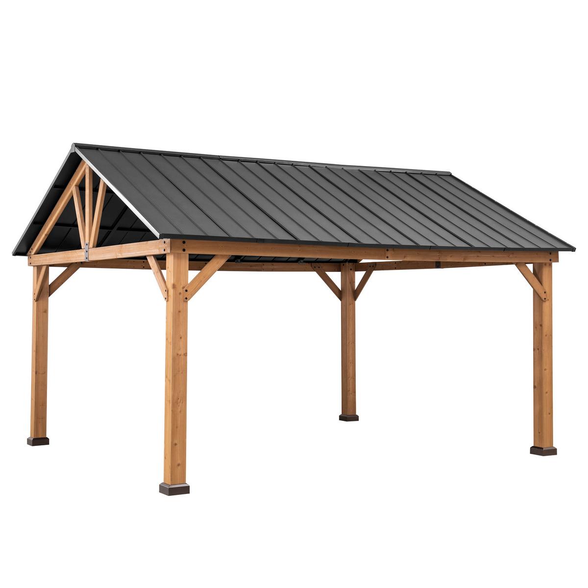Pavillon Gazebo Rebra Naturfarben/Anthrazit - Anthrazit, Basics, Metall (404/306/465cm) - Modante