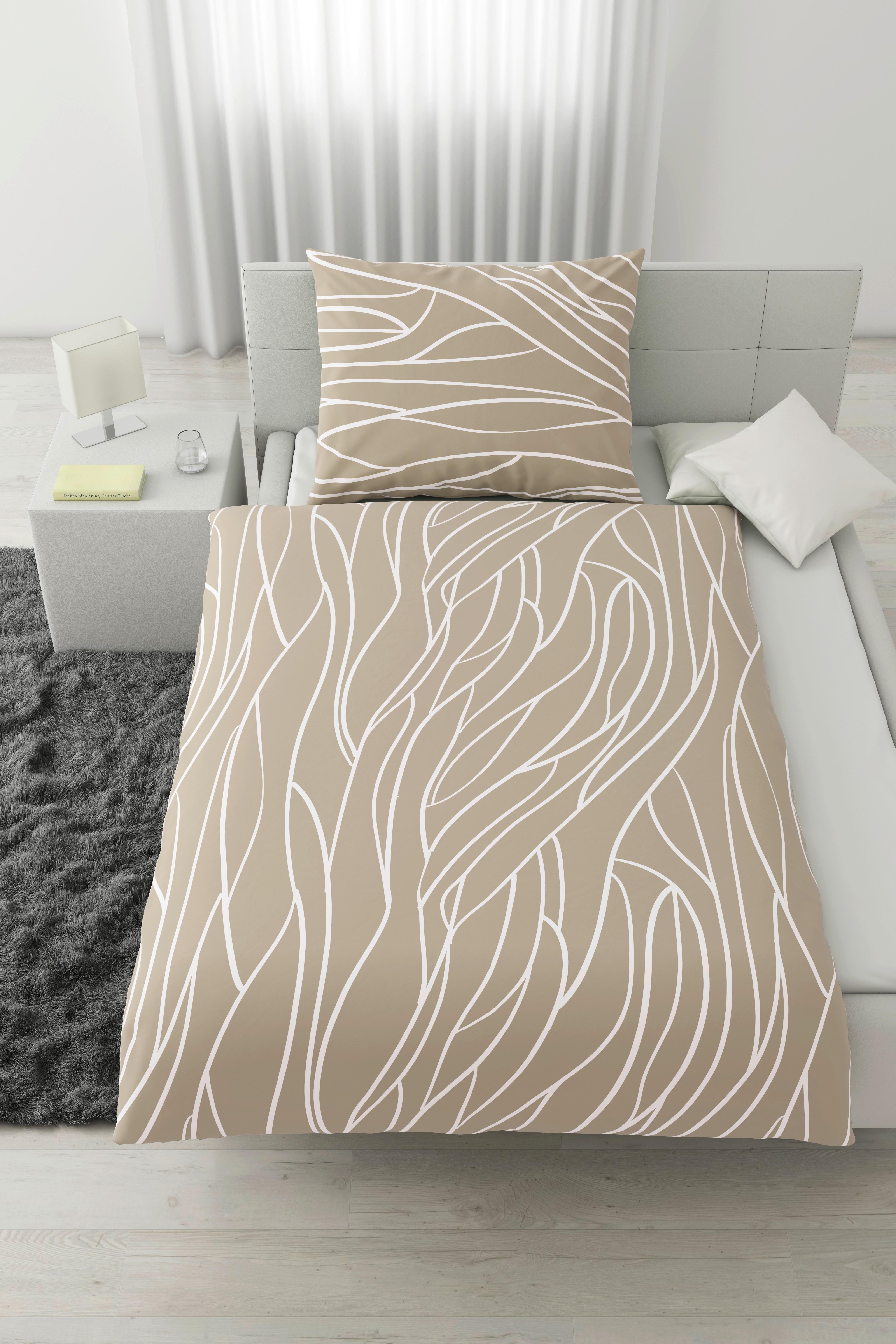 Lenjerie de pat Juliane, cca. 140x200/50x70cm - maro deschis, Konventionell, textil (140/200cm) - Mömax