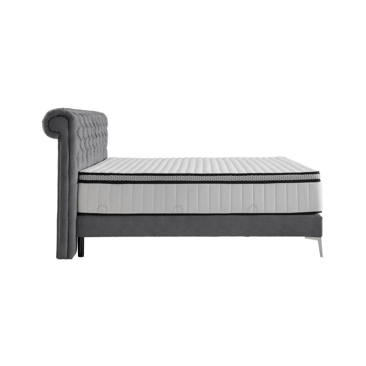 Boxspringbett Queen in Anthrazit ca. 160x200cm - Chromfarben/Anthrazit, KONVENTIONELL, Textil (160/200cm) - Premium Living