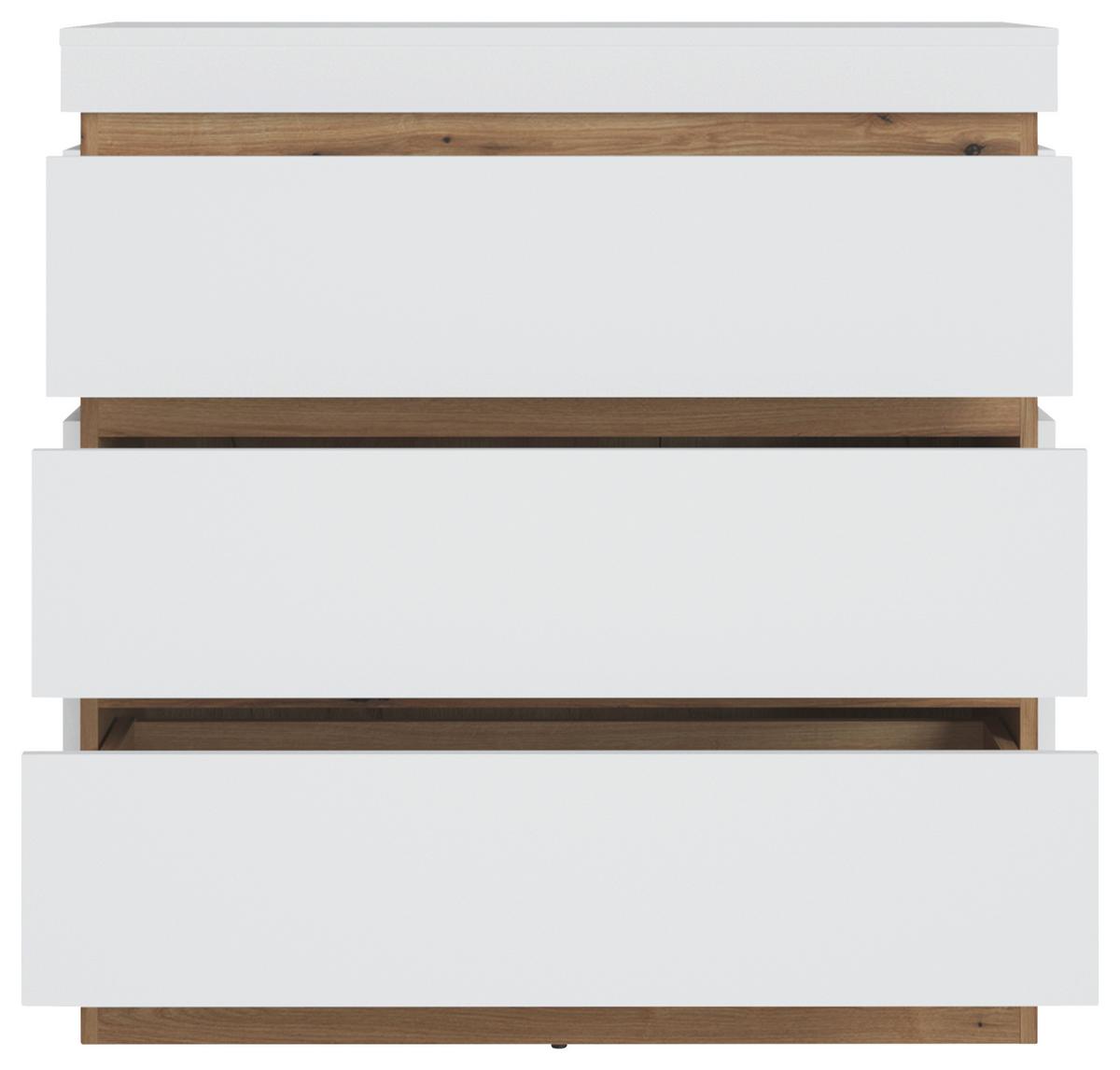 Komoda Calabria - bijela/boje hrasta, Moderno, drvni materijal/plastika (90,1/92,5/45cm) - Modern Living