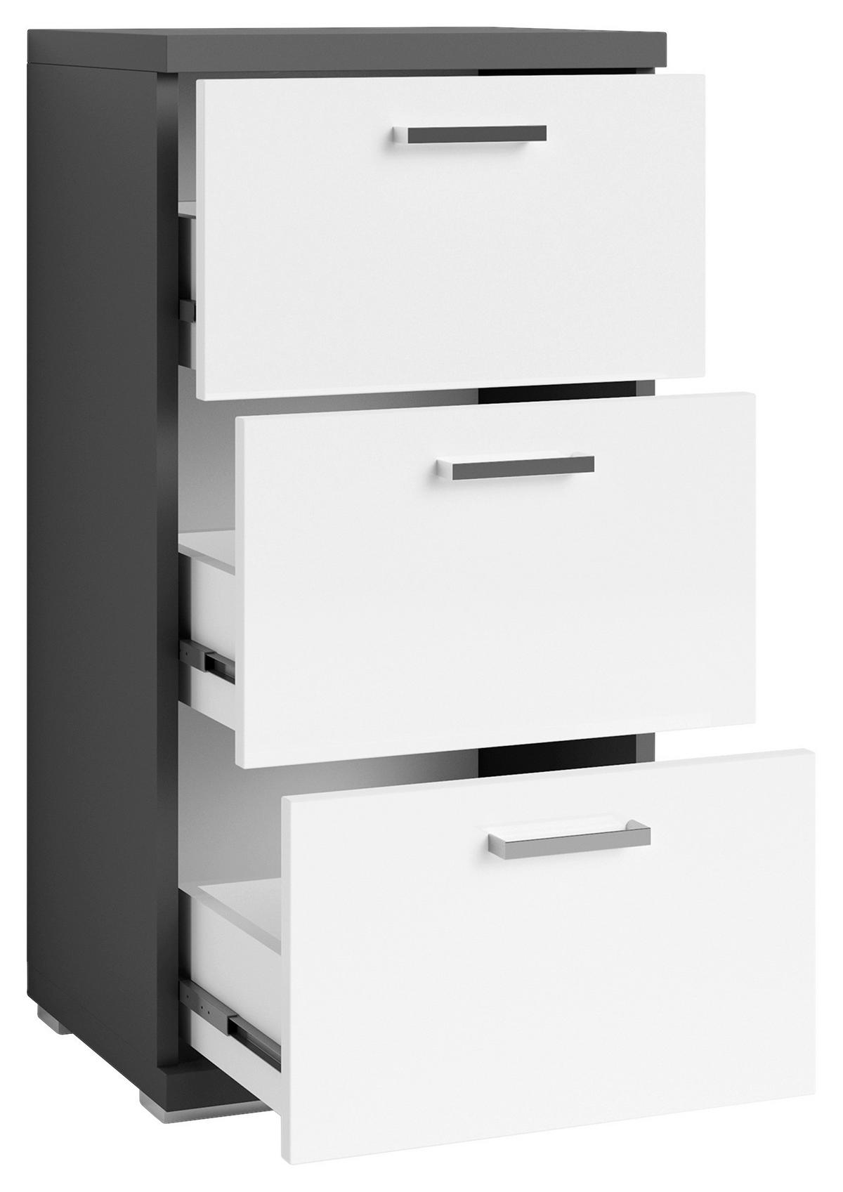 Unterschrank "Nebraska" NEBRASKA - Chromfarben/Weiß Hochglanz, MODERN, Holzwerkstoff/Metall (35,5/74/31,5cm) - MID.YOU