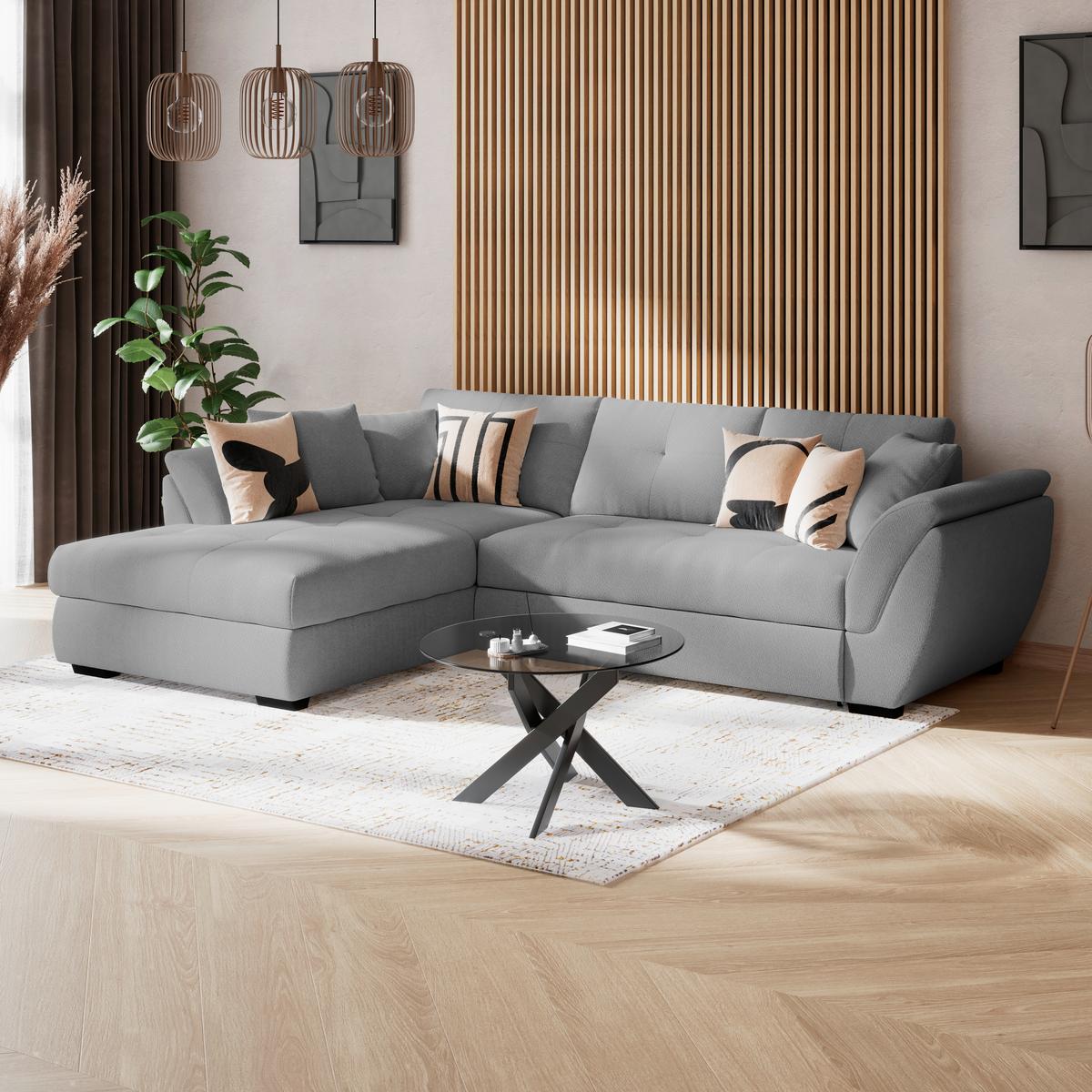 Kutna Garnitura Berisso - tamno siva/crna, Konvencionalno, tekstil/plastika (187/278cm) - Ondega