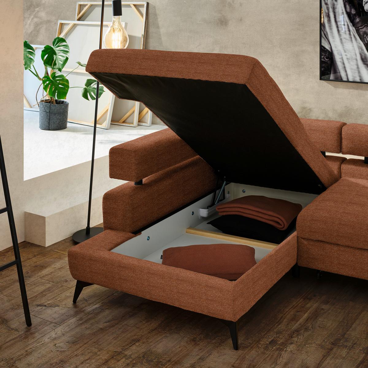 Kutna Garnitura Rosalie - konjak/crna, Konvencionalno, tekstil/metal (184/265cm) - Modern Living