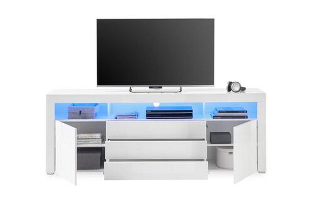 Komoda Goal, Bela, Led - bela/barve aluminija, Moderno, leseni material (200/74/44cm) - Modern Living