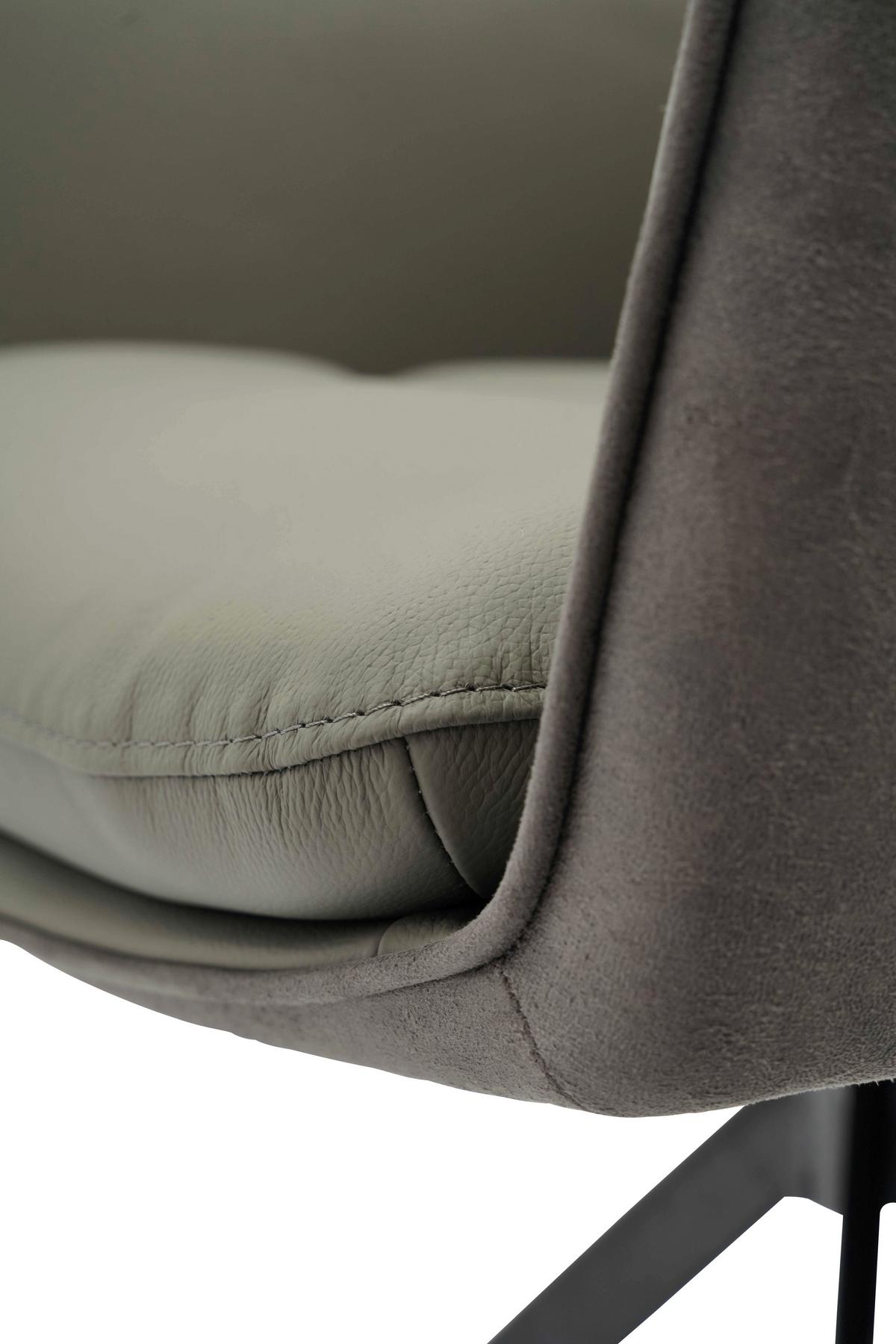 KRZESŁO Z PODŁOKIETNIKAMI MITO - antracytowy/czarny, Design, skóra/metal (58/89/67cm) - Xora