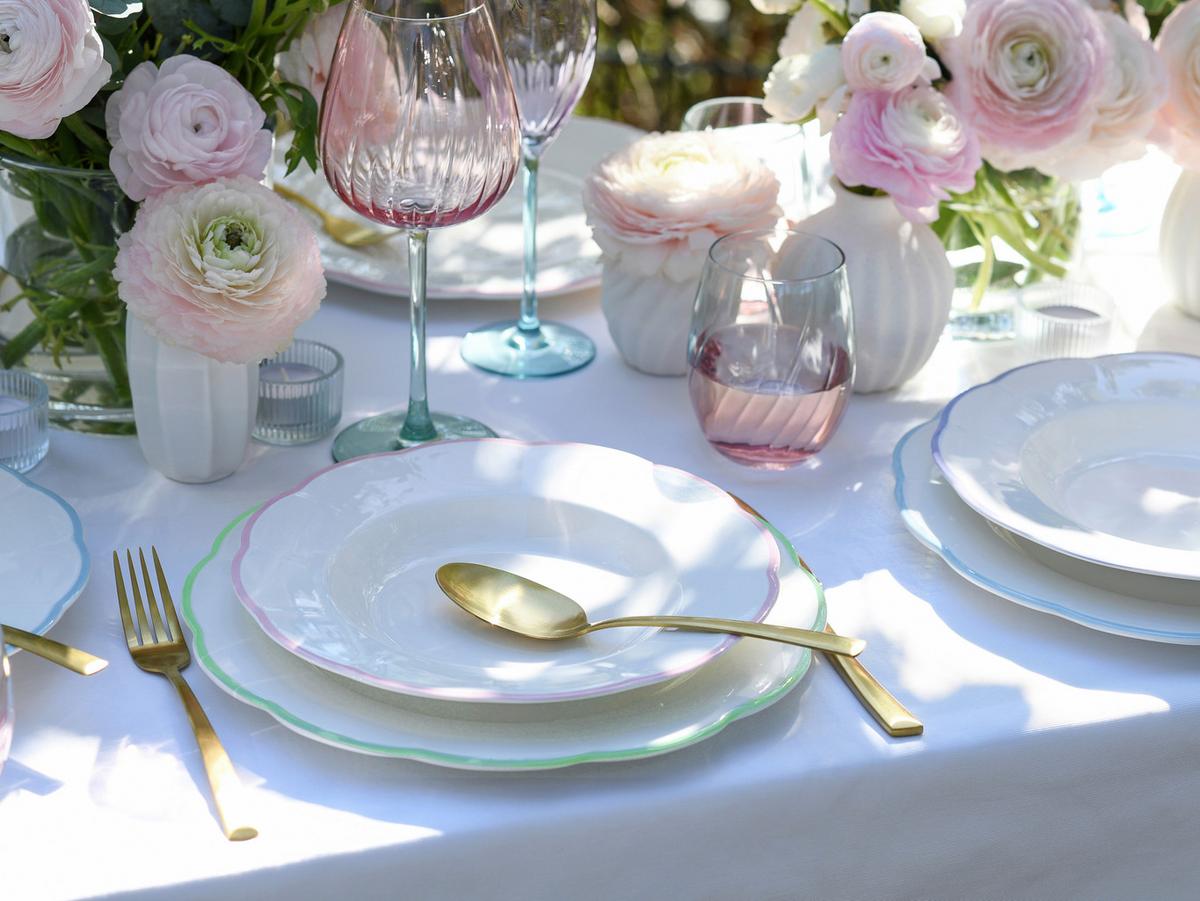 Serviciu de masă Florine 8/1 - lila/verde limetă, Basics, ceramică - Creatable