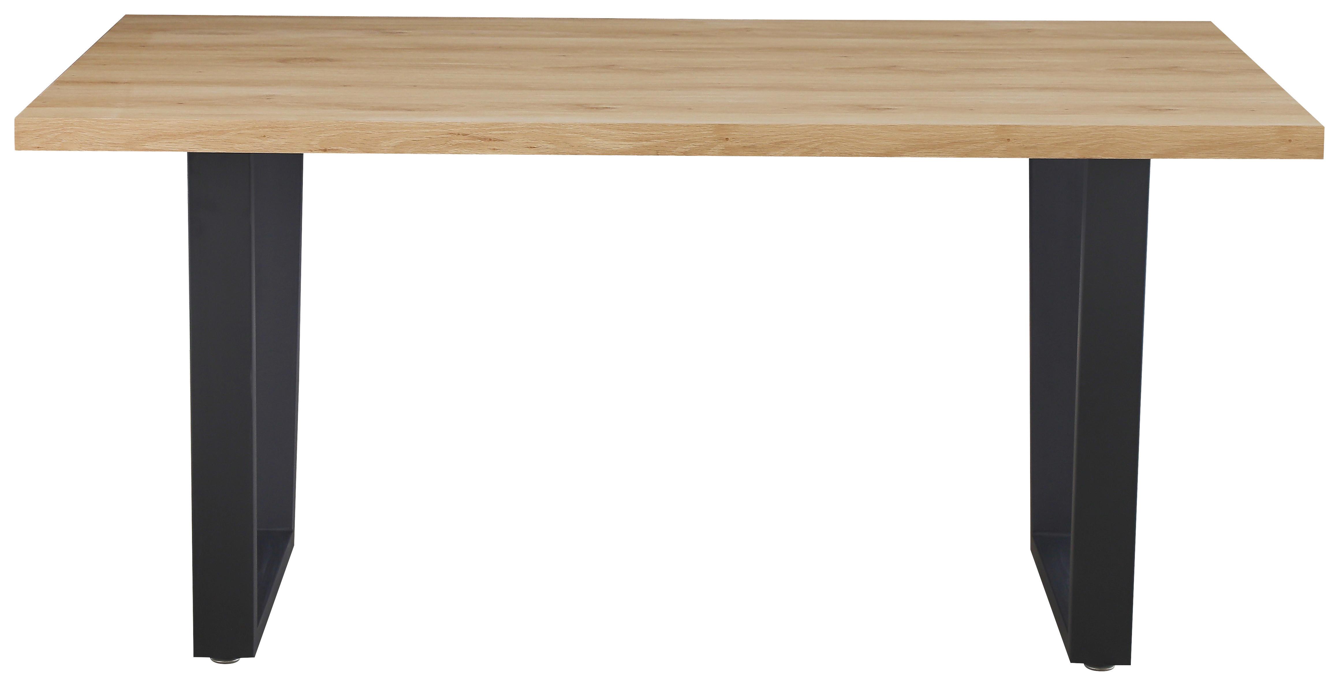 Jedilna Miza Rudi, Barva Hrasta, 140x90 - črna/hrast artisan, Moderno, kovina/leseni material (140/75/90cm)