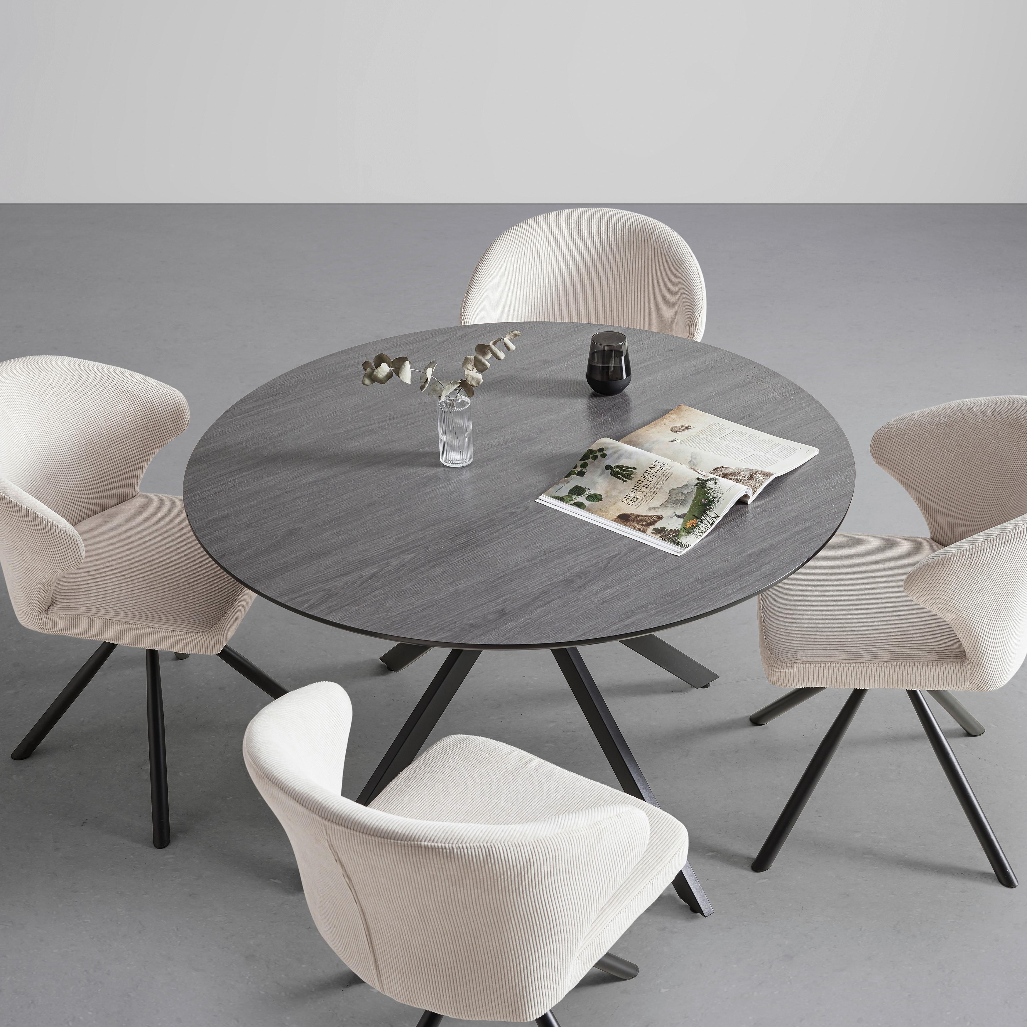Trpezarijski Sto Luca-Top - siva/crna, Dizajnerski, metal/pločasti materijal (120/120/75cm) - Mömax