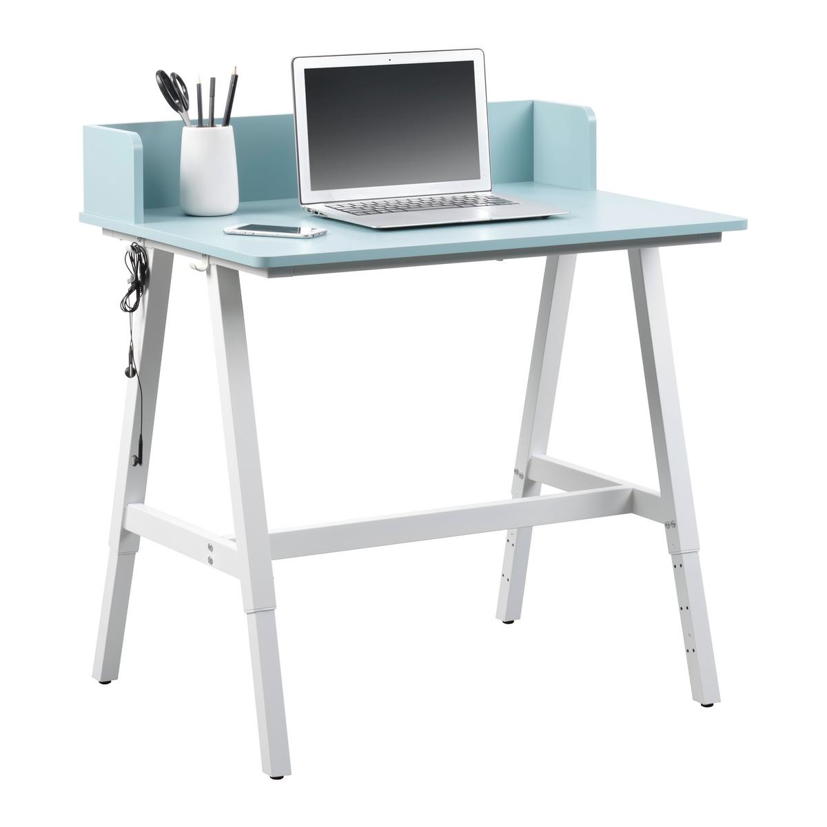 Schreibtisch Emmelie Weiss/Hellblau - Weiss/Hellblau, Modern, Holzwerkstoff/Metall (80/54-85/60cm) - Mömax