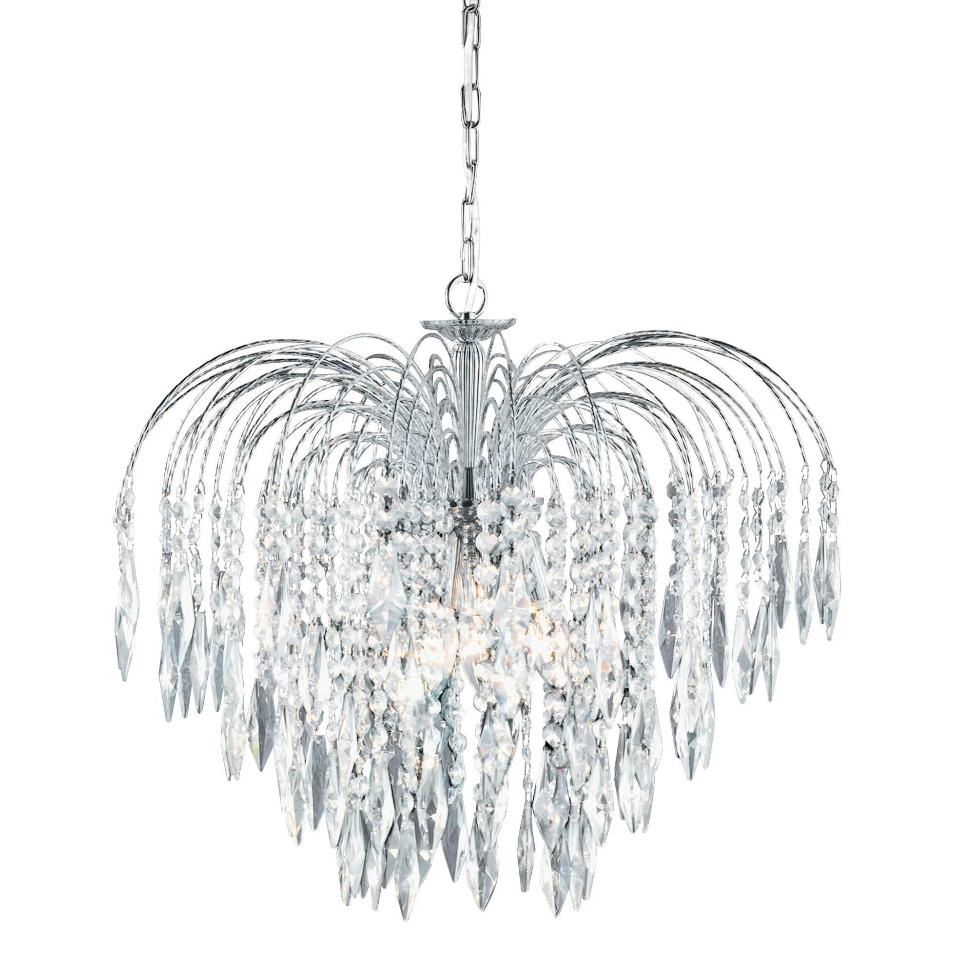 Kristály Függőlámpa 4175-5 Waterfall - krómszínű, Design, üveg/fém (53/98cm)