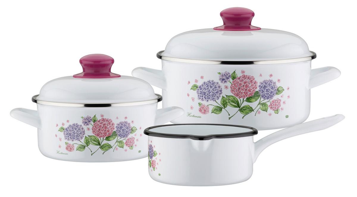 Set Posod Hortensie, 3-Delni - bela, Basics, kovina - GSW