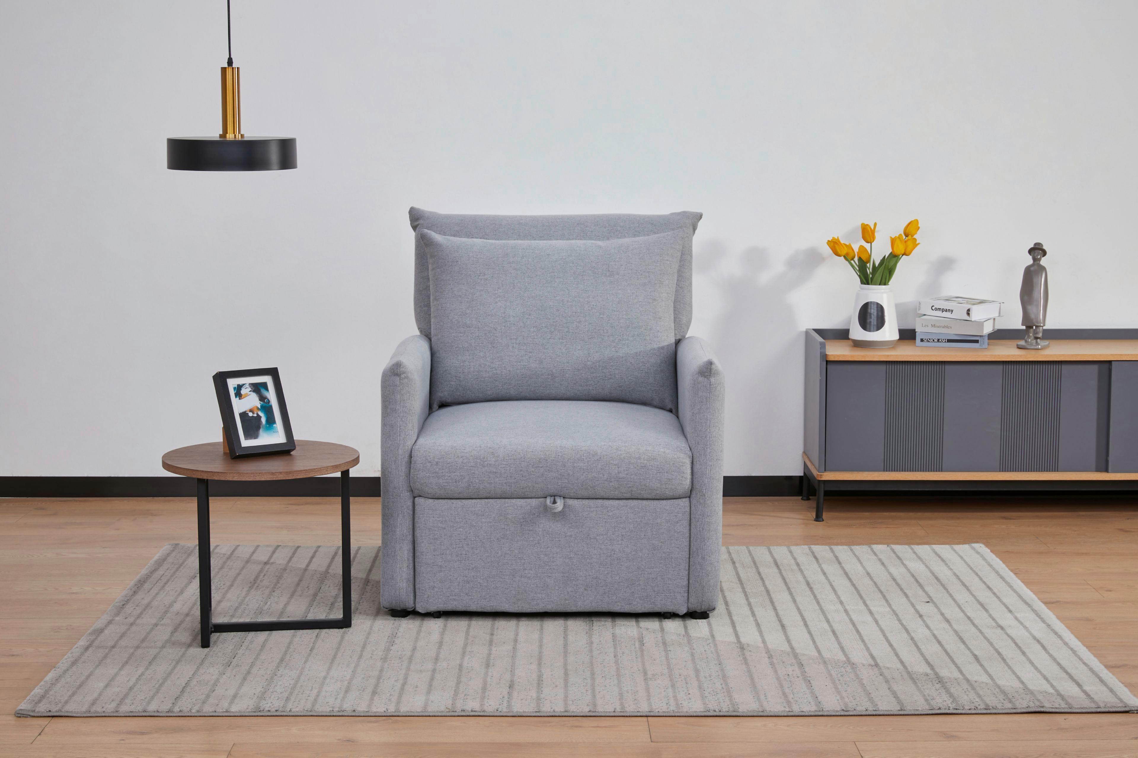 Fotelja Na Razvlačenje Celine - siva/crna, Moderno, drvo/tekstil (84/97/102cm) - Ondega