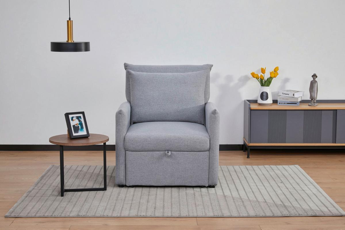 Fotelja Na Razvlačenje Celine - siva/crna, Moderno, drvo/tekstil (84/97/102cm) - Mömax