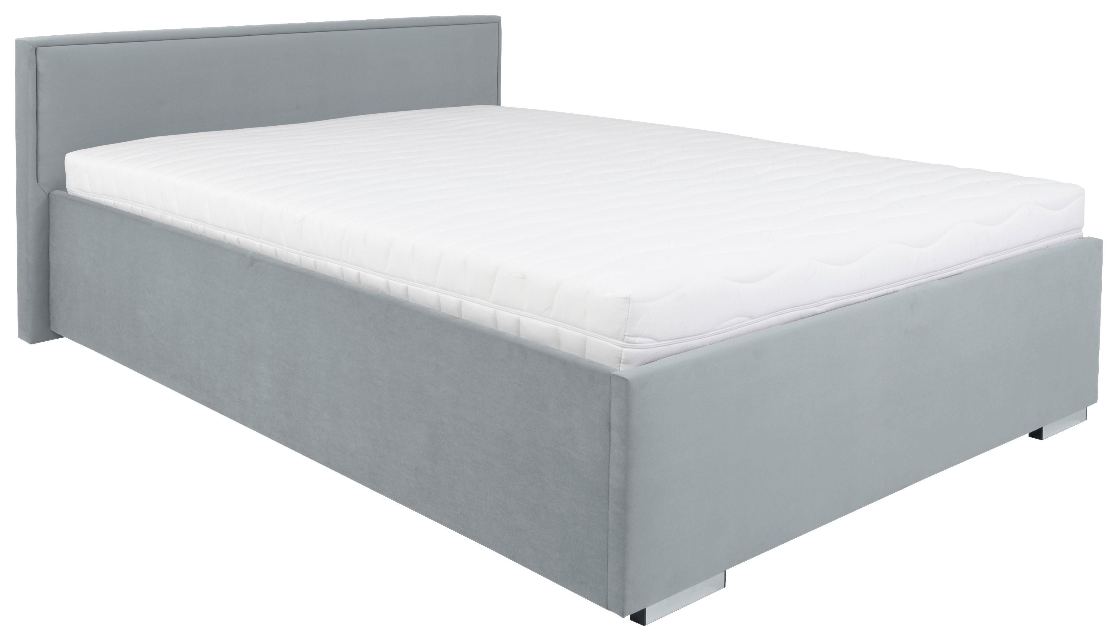 Polsterbett Anadia ca. 140x200 cm Grau - Chromfarben/Grau, MODERN, Holz/Textil (140/200cm) - MID.YOU