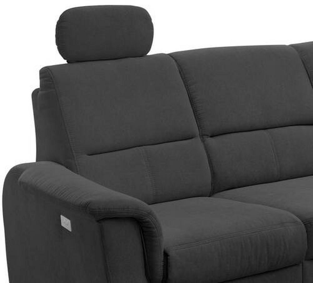 Ecksofa mit Relaxfunktion + USB Anschluss Parole, Mikrof. - Chromfarben/Schwarz, MODERN, Textil/Metall (231/165cm) - Livetastic