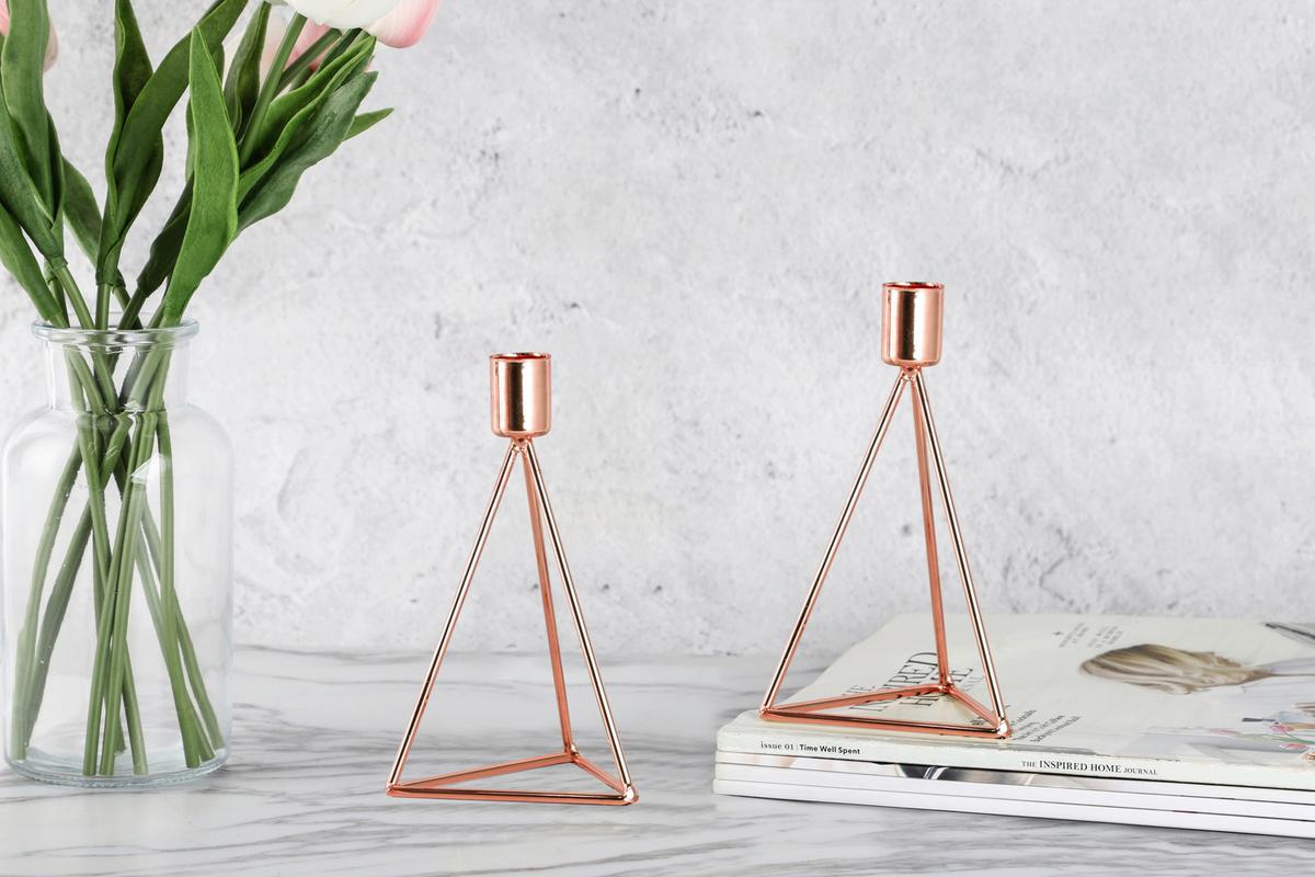 Set Svečnikov Modern, Barva Bakra, 2 Kos - barve bakra, Basics, kovina (9,5/16,5cm) - Echtwerk