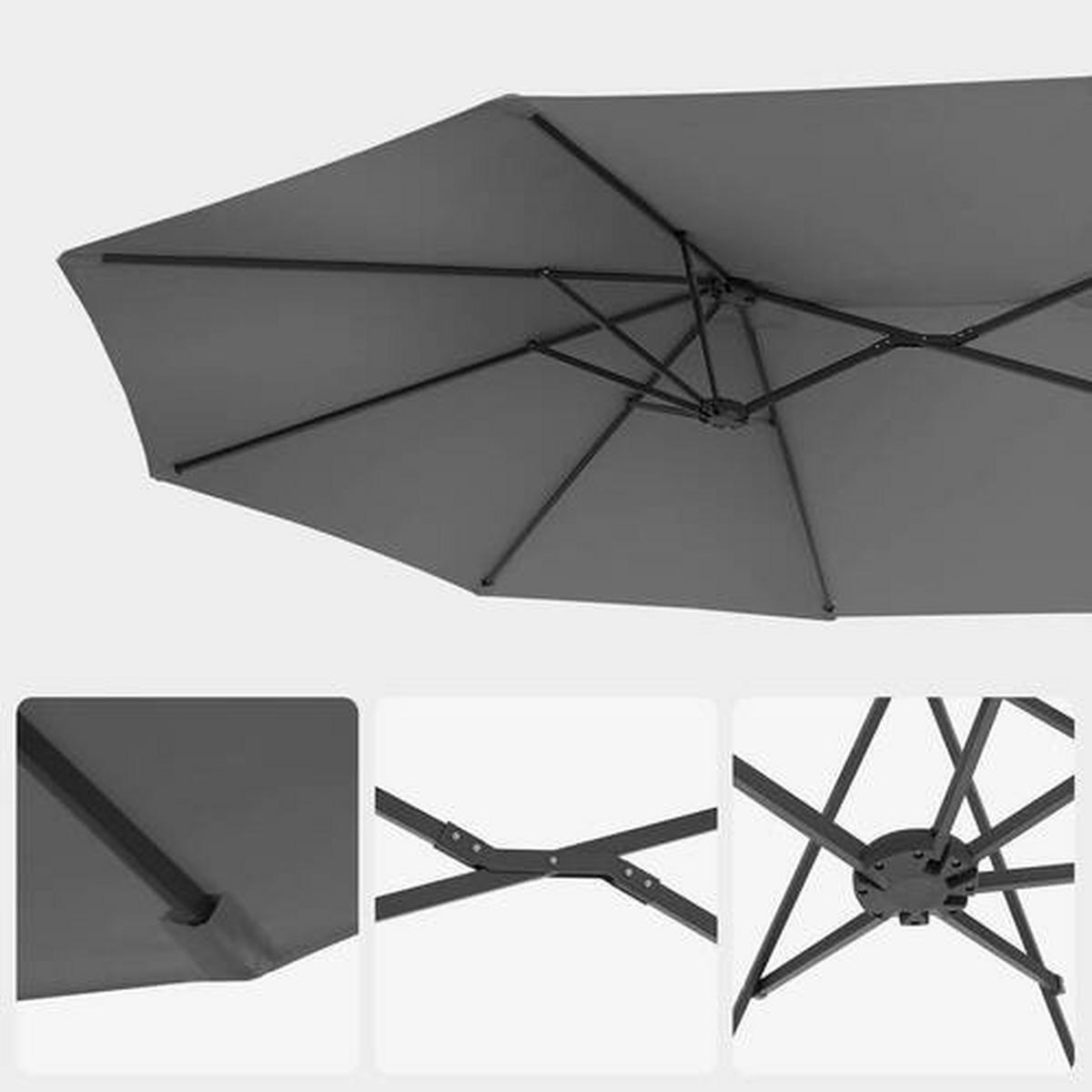 Sonnenschirm Doppelseitig Schwarz/Grau ca. 460x270cm - Schwarz/Grau, Basics, Textil/Metall (460/270cm) - Modante