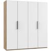 Drehtürenschrank Level 36A ca. 200x216x58 cm Weiß/Eiche - Chromfarben/Eichefarben, MODERN, Holzwerkstoff (200/216/58cm) - MID.YOU