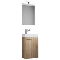 Gästebad Slito 4-tlg. inkl. LED ca. 41 cm Eiche - Weiß/Sonoma Eiche, MODERN, Keramik/Holzwerkstoff (41cm) - MID.YOU