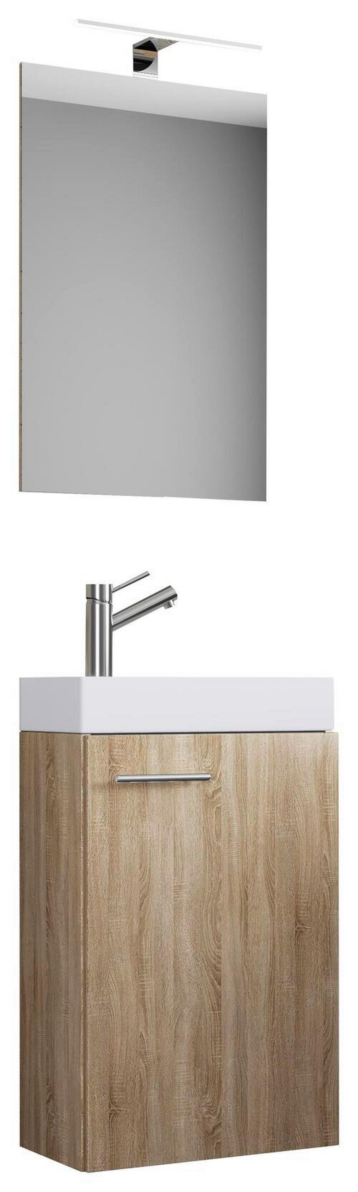 Gästebad Slito 4-tlg. inkl. LED ca. 41 cm Eiche - Weiß/Sonoma Eiche, MODERN, Keramik/Holzwerkstoff (41cm) - MID.YOU