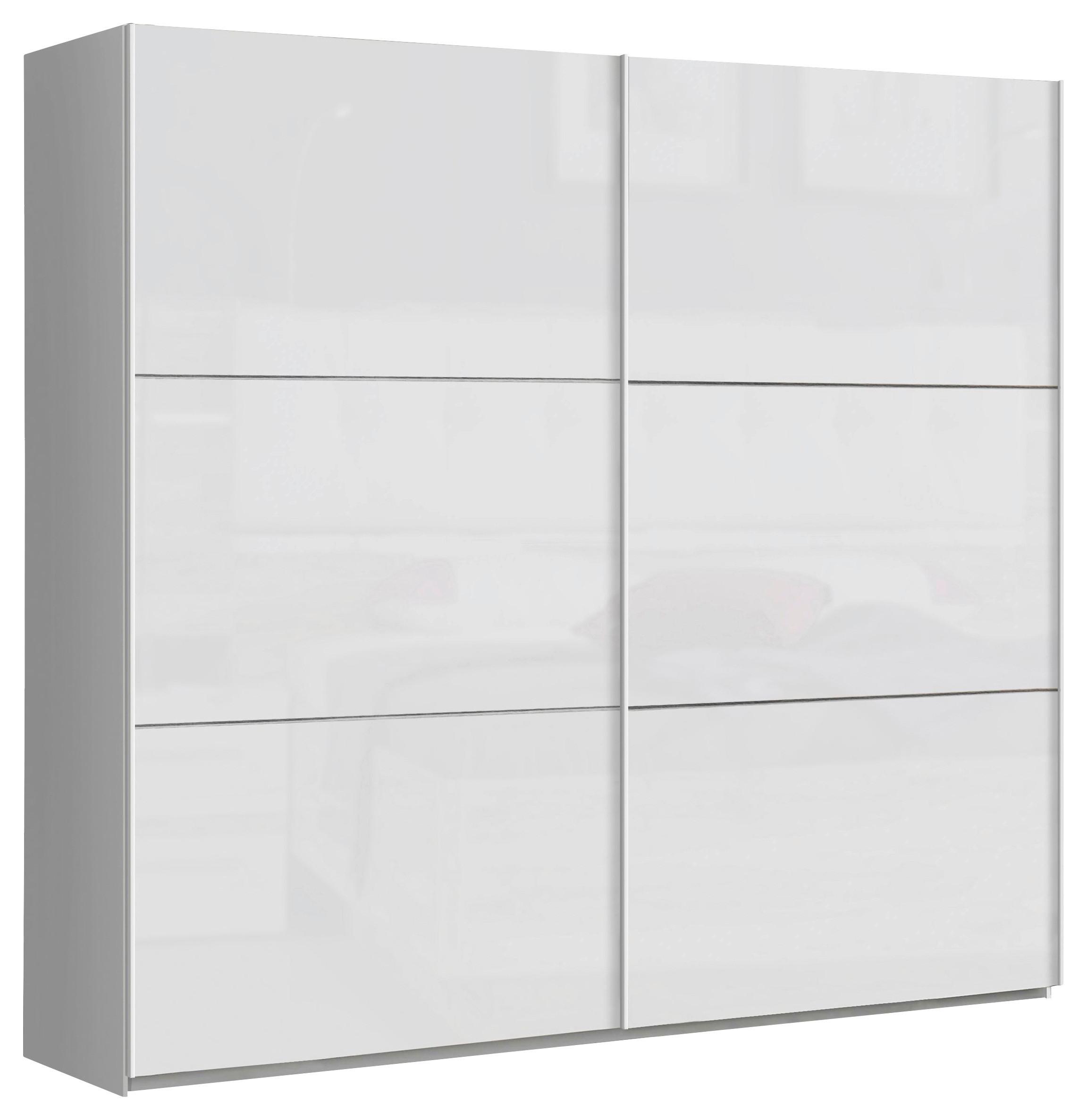 Omara Z Drsnimi Vrati Leader, Bela - bela/visoki sijaj, Design, kovina/leseni material (220/209,7/61,2cm) - home24