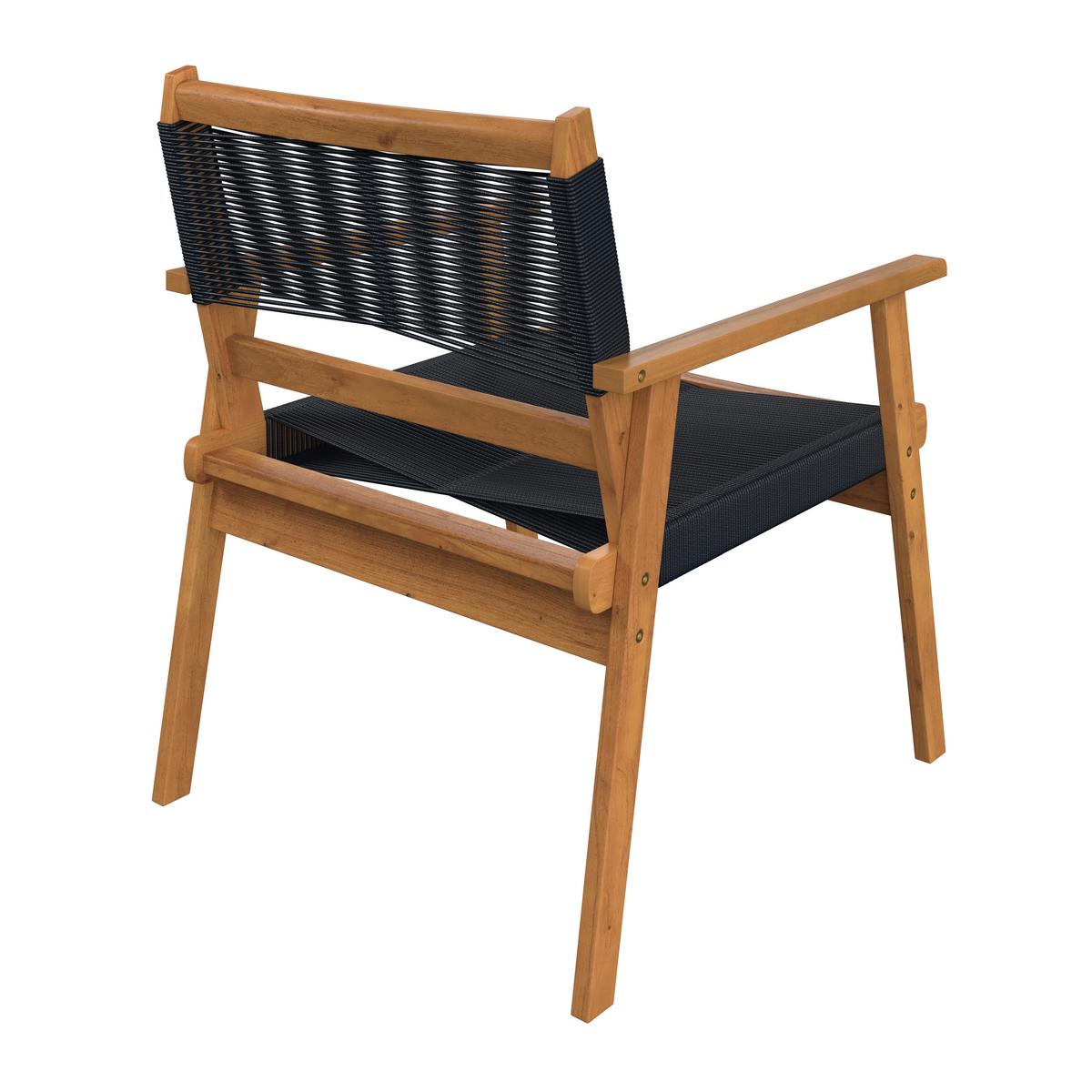 Loungegarnitur Enrica Schwarz/Akazie Rope - Schwarz/Akaziefarben, MODERN, Holz/Kunststoff (120/84/70cm) - Bessagi Garden