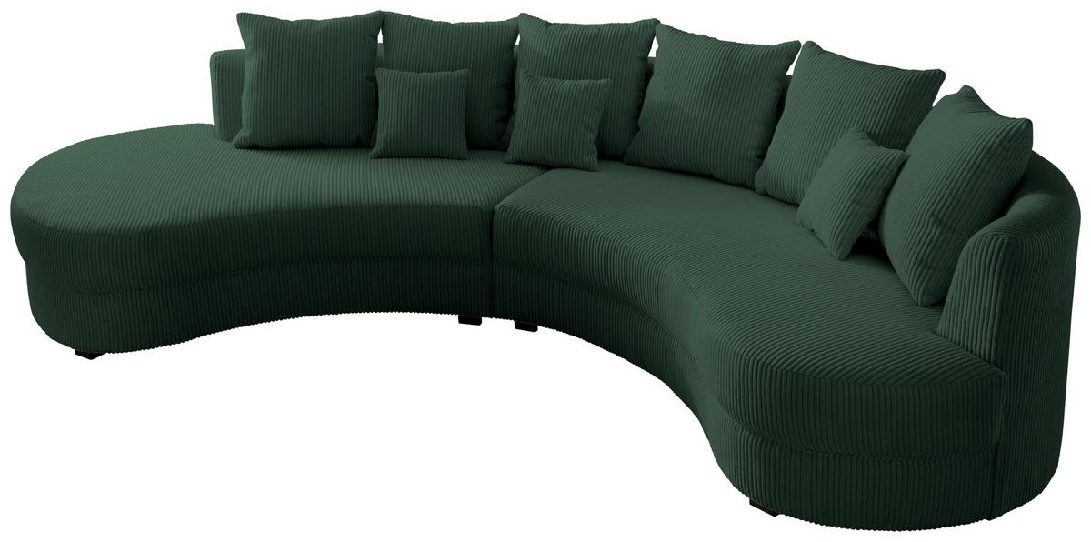 Wohnlandschaft Limoncello m. Hocker ca.300x160cm Dunkelgrün - Dunkelgrün/Schwarz, Design, Kunststoff/Textil (300/160cm) - Livetastic