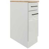 Küchenunterschrank in Lichtgrau glänzend - Schwarz/Grau, MODERN, Holzwerkstoff/Metall (30/86/60cm) - FlexWell