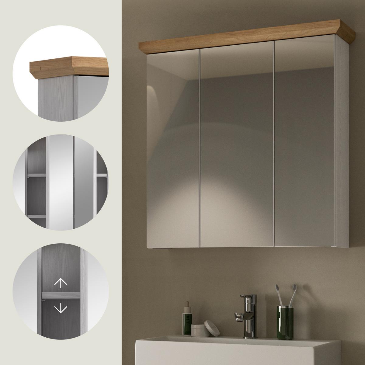 Spiegelschrank Verona Lärchenfarben - Trend, Glas/Holzwerkstoff (69/71/21cm) - MID.YOU