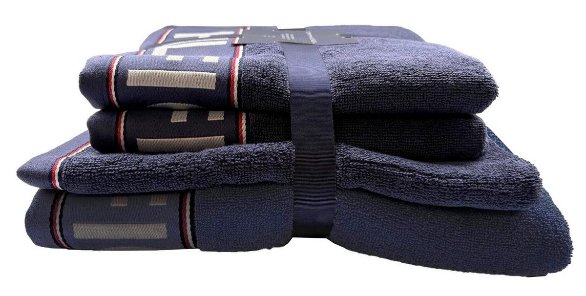 ZESTAW RĘCZNIKÓW FROTTE DEGREE NAVY - niebieski, Basics, tkanina - Tommy Hilfiger