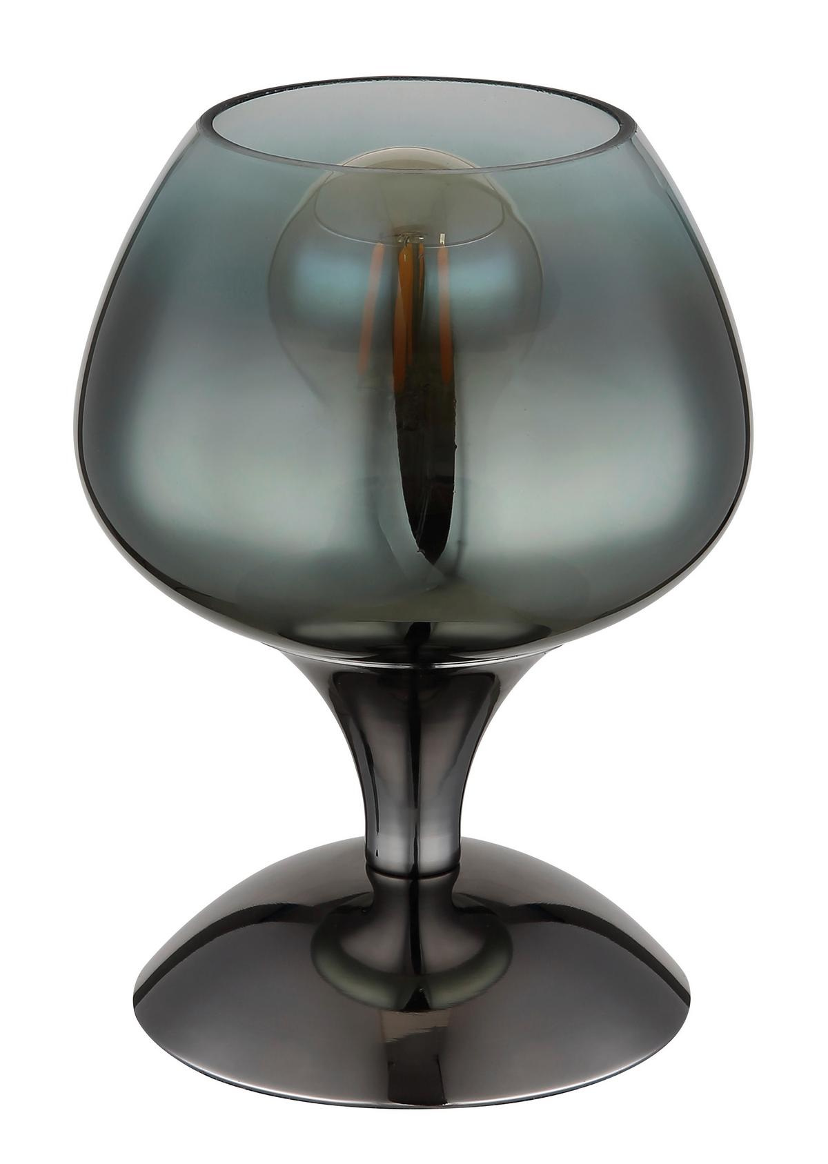 TISCHLEUCHTE 15548T4 - Klar/Schwarzchrom, Trend, Glas/Metall (15/20.5cm) - Globo