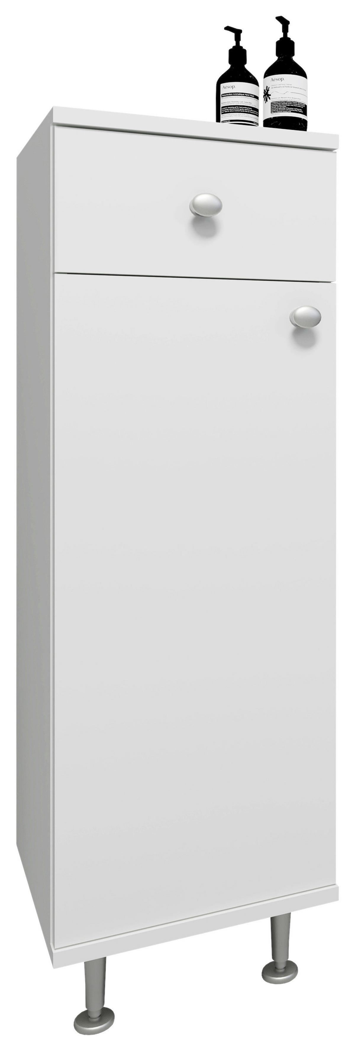 UNTERSCHRANK NILOSI - Weiss/Silberfarben, Modern, Holzwerkstoff/Kunststoff (30/95/30cm) - MID.YOU