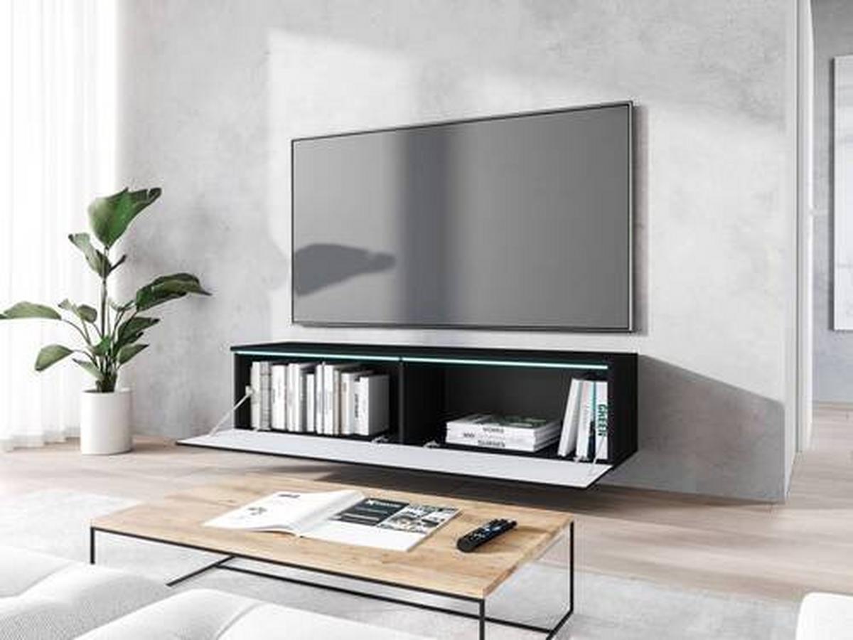 Nizka Omarica Lowa, Črna, Vzorec Ribje Kosti, Led - črna/siva, Basics, umetna masa/leseni material (140/30/33cm) - P & B