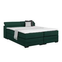 Boxspringbett Sevilla Dunkelgrün ca. 180x200cm - Dunkelgrün/Schwarz, KONVENTIONELL, Holz/Kunststoff (180/200cm) - Premium Living