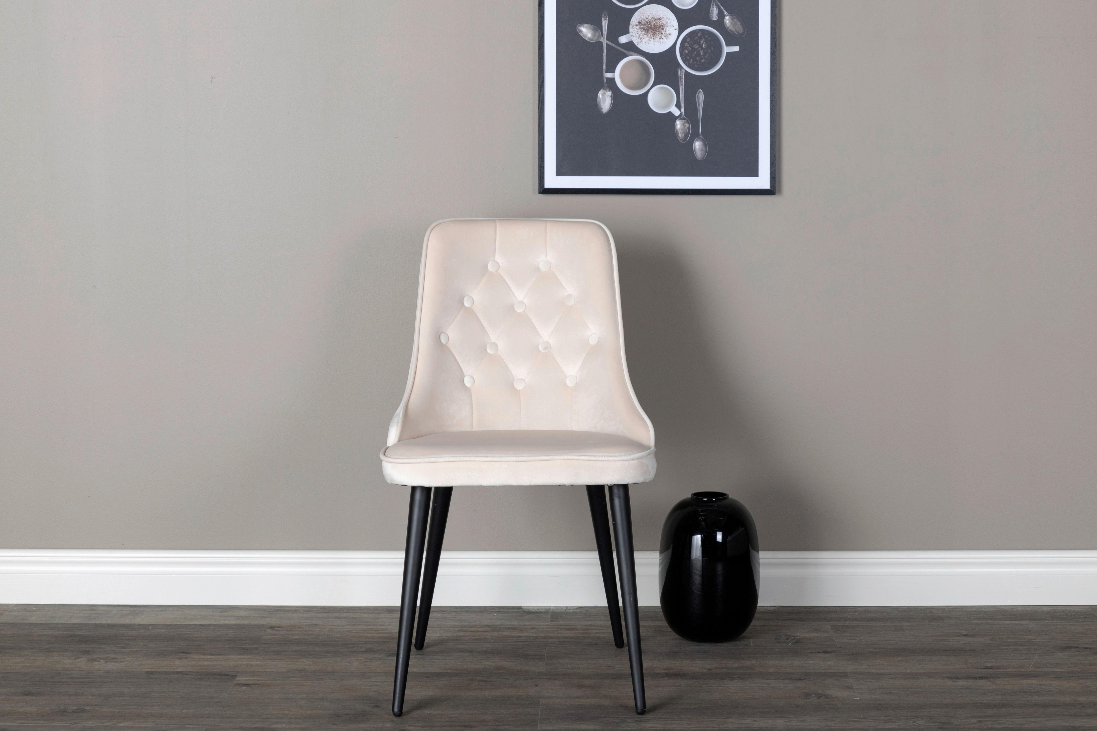 STUHL-SET VELVET DELUXE - Beige/Schwarz, Design, Kunststoff/Textil (50/88.5/66cm) - Livetastic