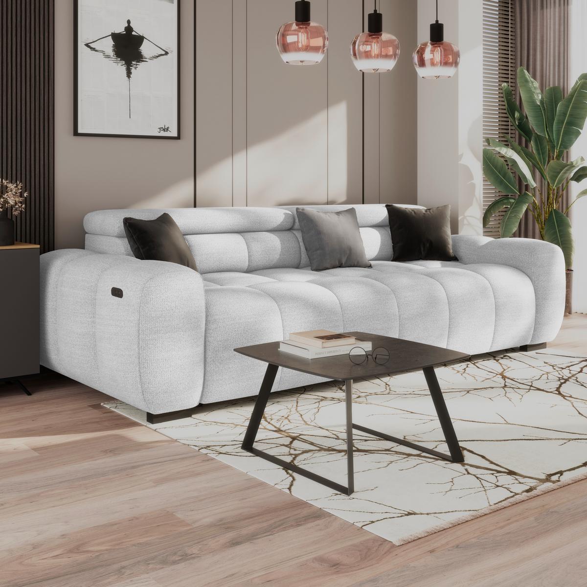 Velika Sofa Bull - sivo-bijela/crna, Design, tekstil/plastika (248/77-97/108cm) - Luca Bessoni