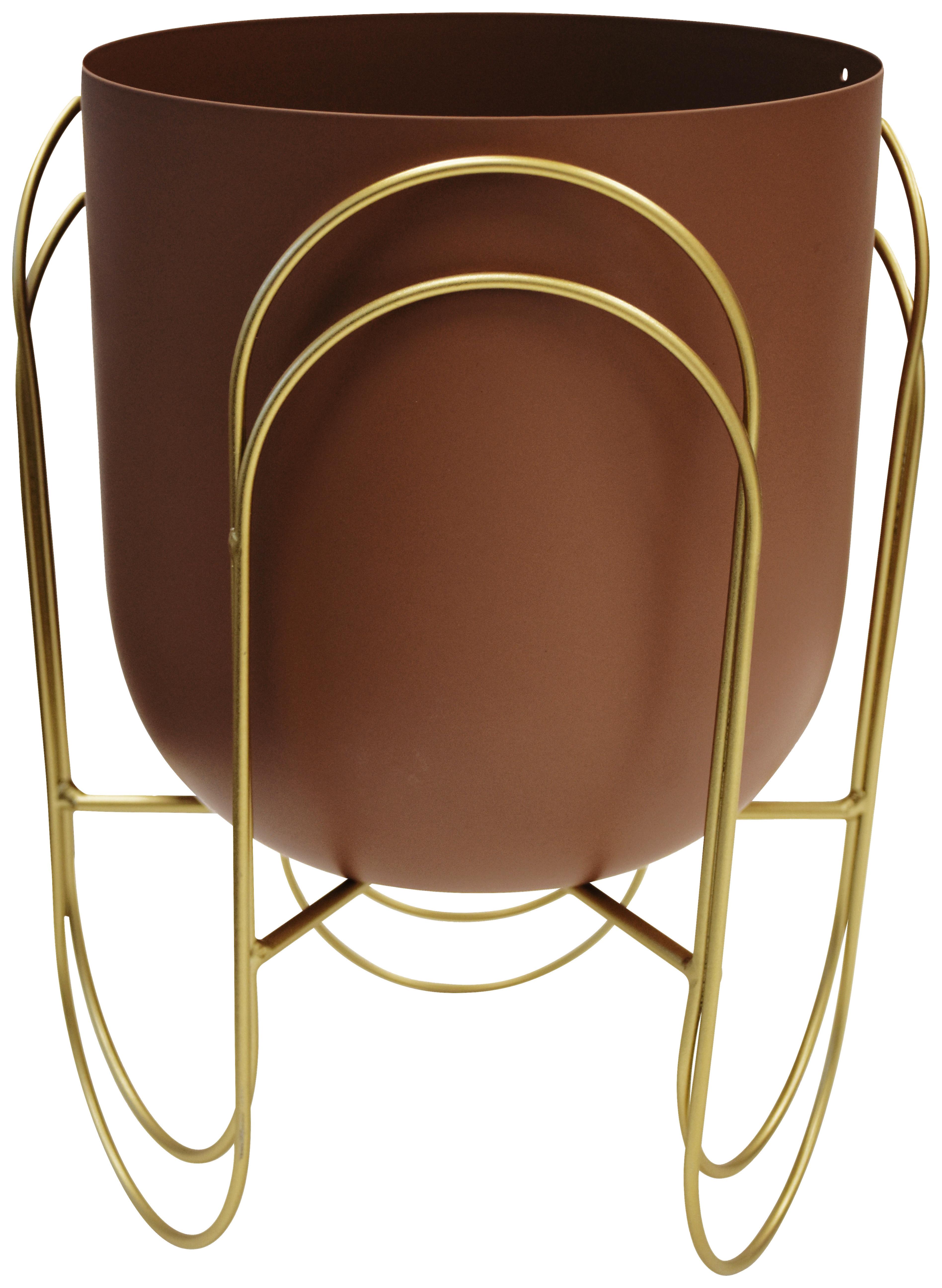 Kaspó Swing - barna/arany, fém (21/18,5/28cm) - Modern Living