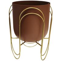 Kaspó Swing - barna/aranyszínű, fém (21/18,5/28cm) - Modern Living
