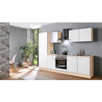 Menke Küchenblock Classic Weiß/Eiche ca. 270 cm - Silberfarben/Weiß, KONVENTIONELL, Holzwerkstoff/Kunststoff (270cm) - Menke